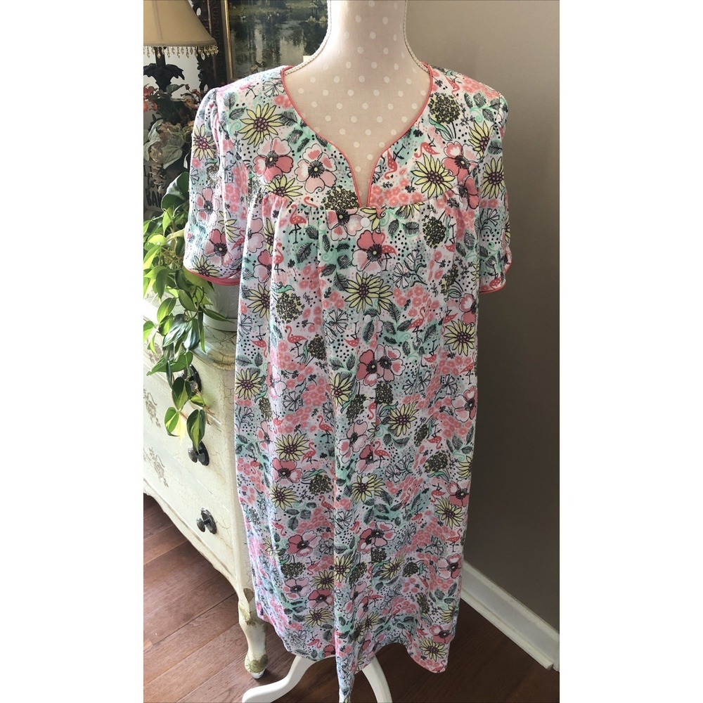 Secret Treasures Soft Pink Floral Knit Robe HouseDress Women's XL X-Large NWOT